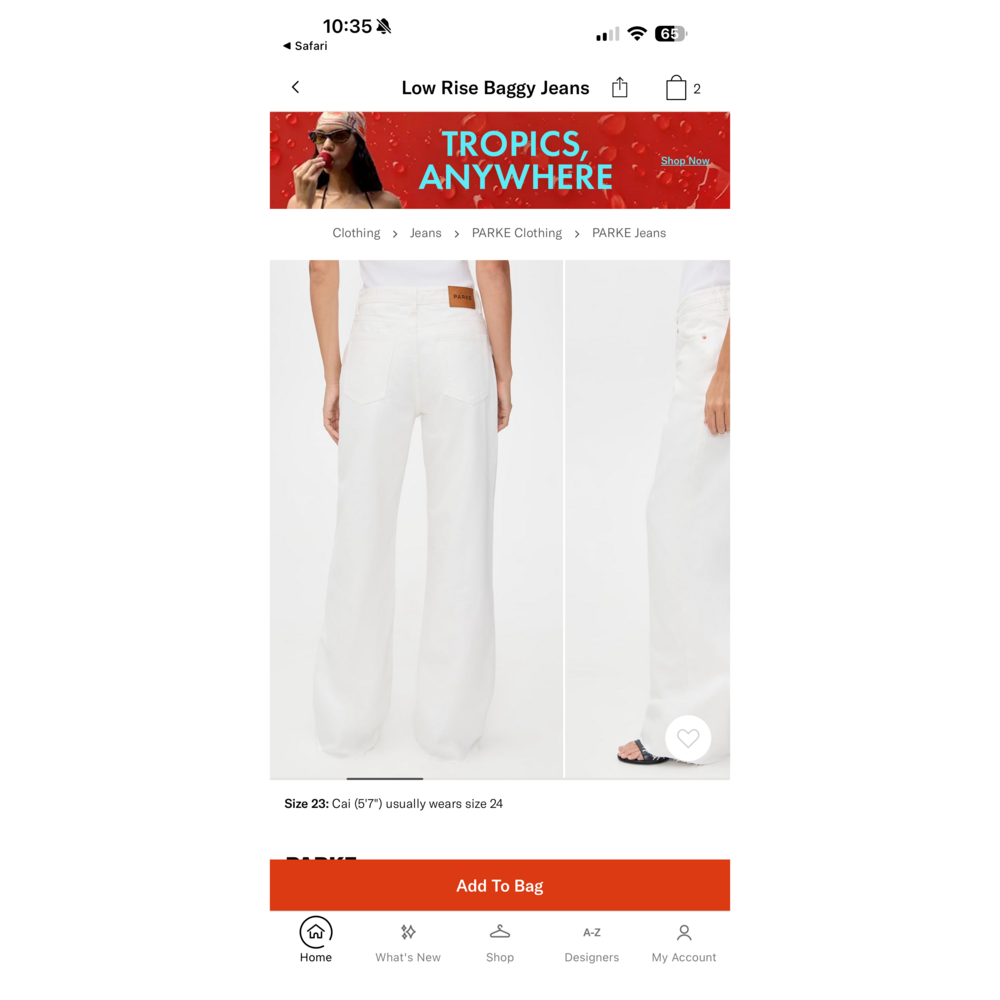 Parker Parke low rise baggy jean white in Cream - Picture 4 of 10